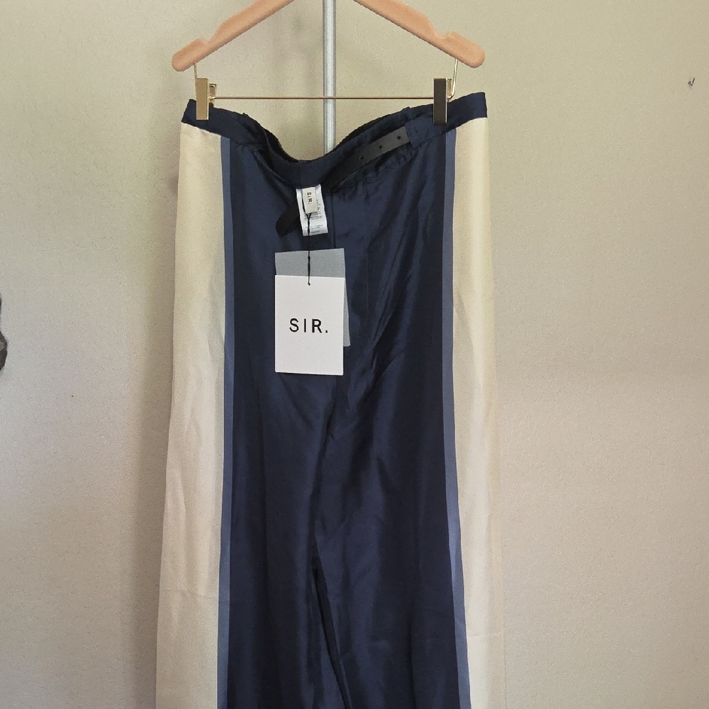 SIR. Women's Wide Leg Pants And Tap  - Navy and White